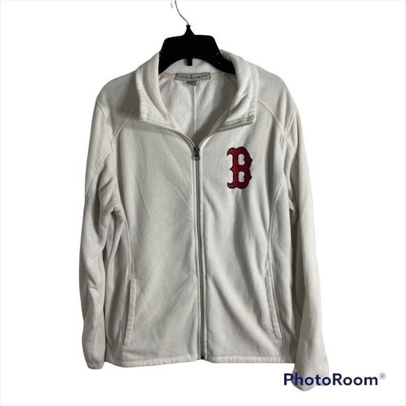 Boston Redsox Full Zip Fleece Sweatshirt Large Port Authority Red - Picture 1 of 7